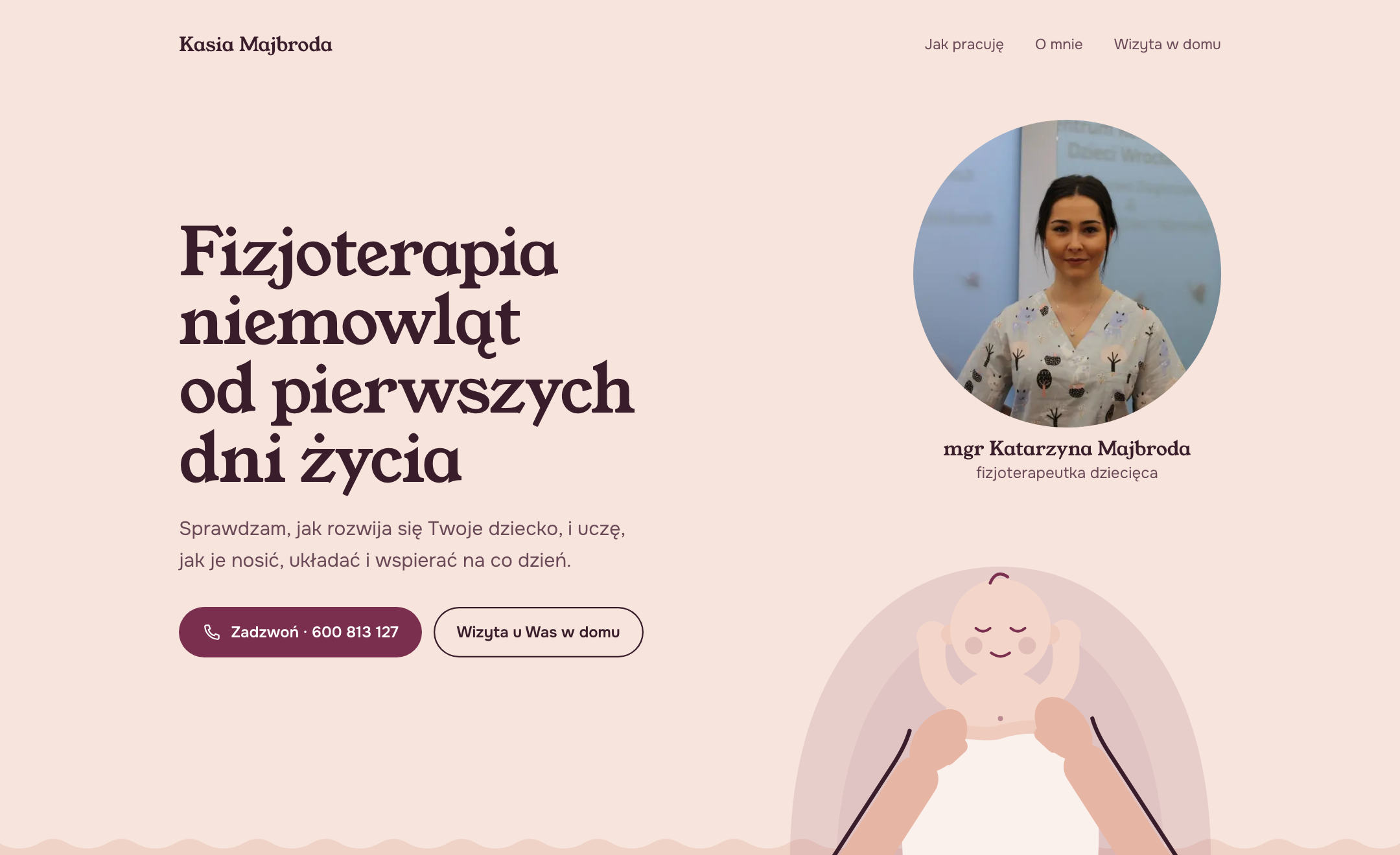 Strona internetowa Kasi Majbrody, fizjoterapeutki niemowląt