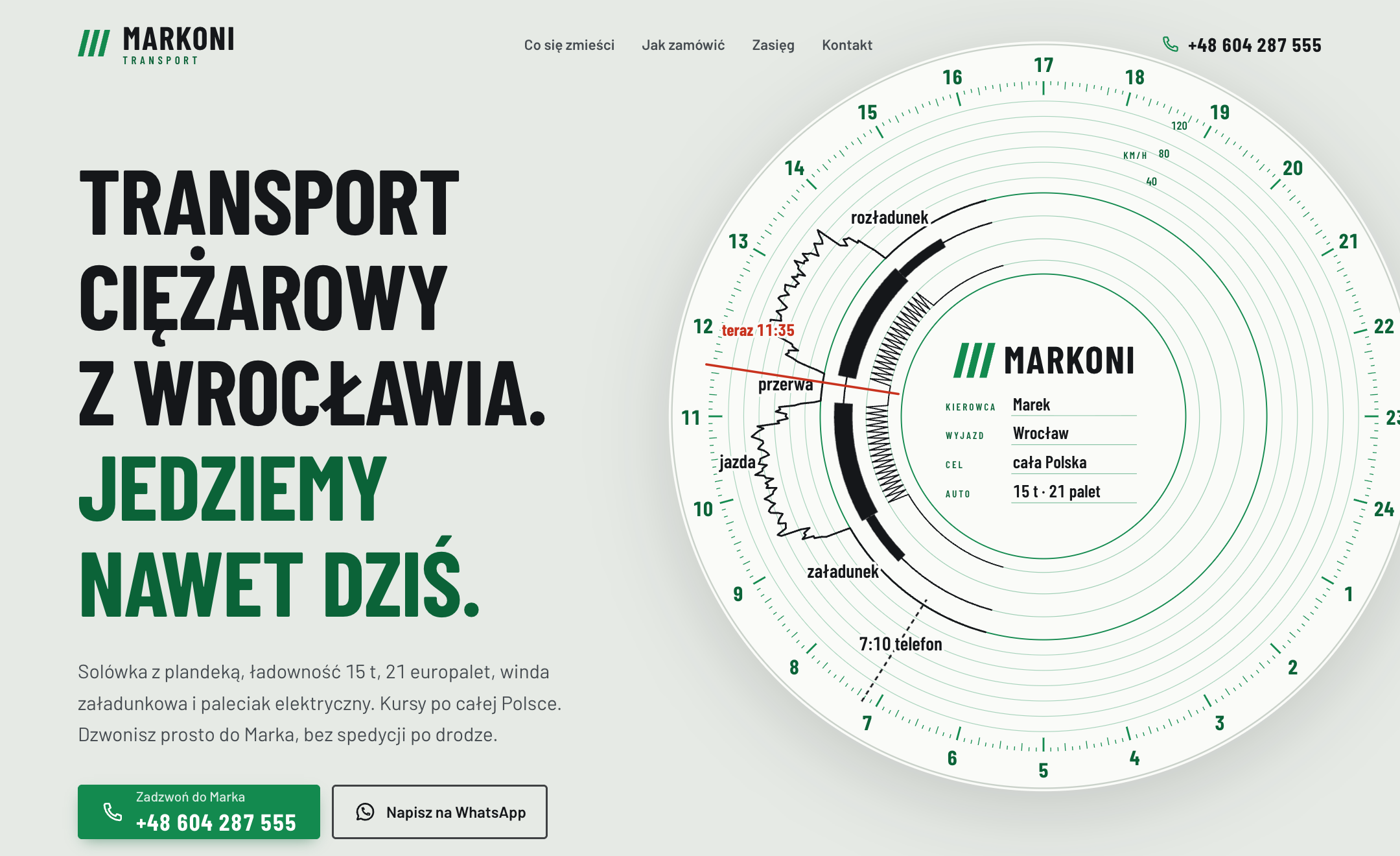 Strona internetowa Markoni Transport, przewoźnika z Wrocławia